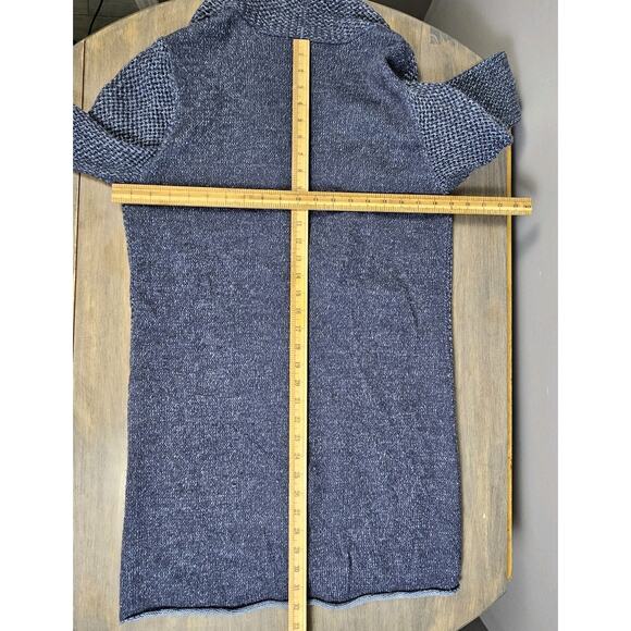 J. Jill Long Cardigan Sweater Size Medium Blue Wool Cotton Blend Beaded Tie - Picture 7 of 7